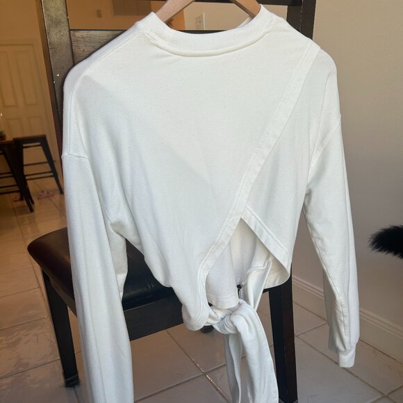 Athleta Tie Back Yoga Sweatshirt White | Size XXS - Picture 3 of 5